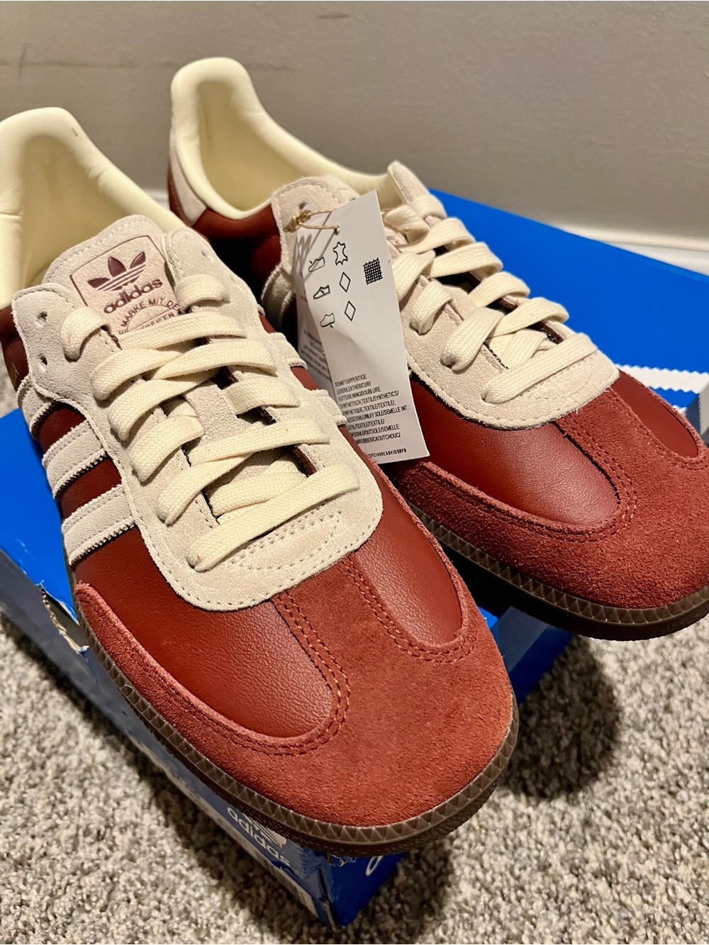 adidas Samba OG Red Wine and White Men's Sneakers - Picture 3 of 6
